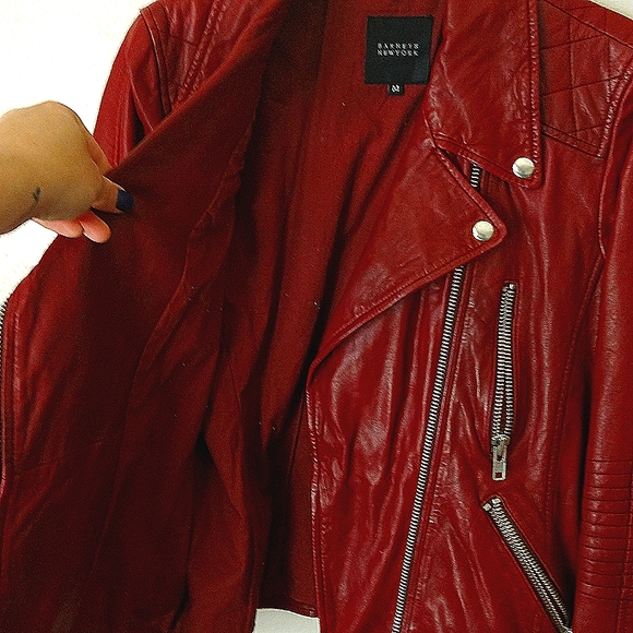 NWOT! Barneys New York! Red leather Jacket size M - Picture 5 of 6